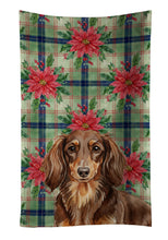 Load image into Gallery viewer, Longhaired Chocolate and Tan Dachshund Christmas PoinsettIas Kitchen Towel