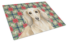 Load image into Gallery viewer, Longhaired Cream Dachshund Christmas PoinsettIas Glass Cutting Board