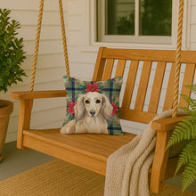 Load image into Gallery viewer, Longhaired Cream Dachshund Christmas PoinsettIas Throw Pillow