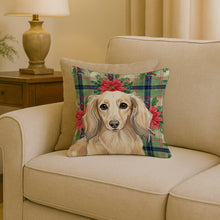 Load image into Gallery viewer, Longhaired Cream Dachshund Christmas PoinsettIas Throw Pillow