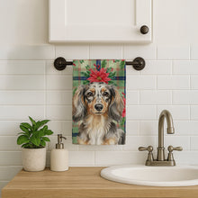 Load image into Gallery viewer, Longhaired Dapple Dachshund Christmas PoinsettIas Kitchen Towel