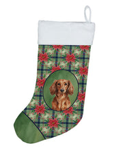 Load image into Gallery viewer, Longhaired Red Dachshund Christmas PoinsettIas Holiday Stocking