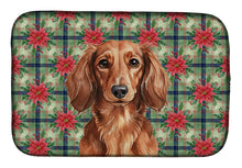 Load image into Gallery viewer, Longhaired Red Dachshund Christmas PoinsettIas Dish Drying Mat