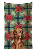 Load image into Gallery viewer, Longhaired Red Dachshund Christmas PoinsettIas Kitchen Towel