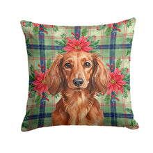 Load image into Gallery viewer, Longhaired Red Dachshund Christmas PoinsettIas Throw Pillow