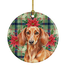Load image into Gallery viewer, Red Brown Dachshund Christmas PoinsettIas Ceramic Ornament