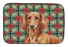 Load image into Gallery viewer, Red Brown Dachshund Christmas PoinsettIas Dish Drying Mat