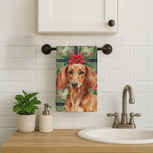 Load image into Gallery viewer, Red Brown Dachshund Christmas PoinsettIas Kitchen Towel