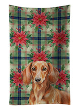 Load image into Gallery viewer, Red Brown Dachshund Christmas PoinsettIas Kitchen Towel