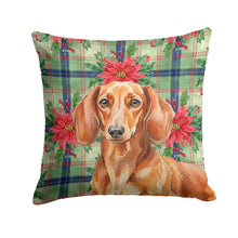 Load image into Gallery viewer, Red Brown Dachshund Christmas PoinsettIas Throw Pillow
