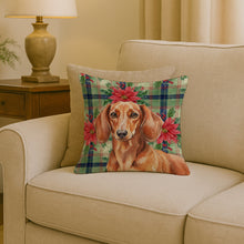 Load image into Gallery viewer, Red Brown Dachshund Christmas PoinsettIas Throw Pillow