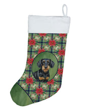 Load image into Gallery viewer, Wirehaired Black and Tan Dachshund Christmas PoinsettIas Holiday Stocking