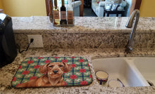 Load image into Gallery viewer, Wirehaired Red Dachshund Christmas PoinsettIas Dish Drying Mat