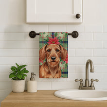 Load image into Gallery viewer, Wirehaired Red Dachshund Christmas PoinsettIas Kitchen Towel