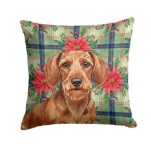 Load image into Gallery viewer, Wirehaired Red Dachshund Christmas PoinsettIas Throw Pillow