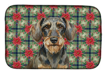 Load image into Gallery viewer, Wirehaired Wild Boar Dachshund Christmas PoinsettIas Dish Drying Mat