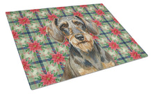 Load image into Gallery viewer, Wirehaired Wild Boar Dachshund Christmas PoinsettIas Glass Cutting Board