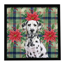 Load image into Gallery viewer, Dalmatian Christmas PoinsettIas Framed Metal Print