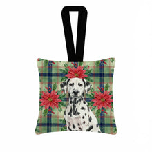 Load image into Gallery viewer, Dalmatian Christmas PoinsettIas Hanging Square Fabric Ornament 3.5 x 3.5