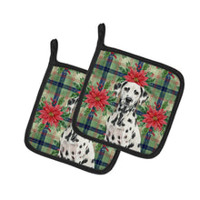 Load image into Gallery viewer, Dalmatian Christmas PoinsettIas Pair of Pot Holders