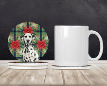 Load image into Gallery viewer, Dalmatian Christmas PoinsettIas Large Sandstone Coasters Pack of 4