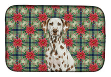 Load image into Gallery viewer, Liver Dalmatian Christmas PoinsettIas Dish Drying Mat