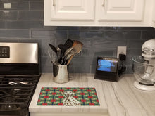 Load image into Gallery viewer, Liver Dalmatian Christmas PoinsettIas Glass Cutting Board