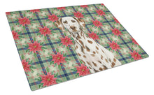 Load image into Gallery viewer, Liver Dalmatian Christmas PoinsettIas Glass Cutting Board