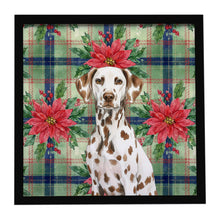 Load image into Gallery viewer, Liver Dalmatian Christmas PoinsettIas Framed Metal Print