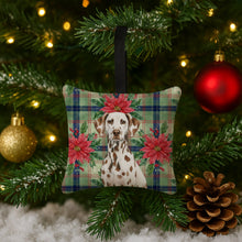 Load image into Gallery viewer, Liver Dalmatian Christmas PoinsettIas Hanging Square Fabric Ornament 3.5 x 3.5