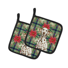 Load image into Gallery viewer, Liver Dalmatian Christmas PoinsettIas Pair of Pot Holders