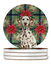 Load image into Gallery viewer, Liver Dalmatian Christmas PoinsettIas Large Sandstone Coasters Pack of 4