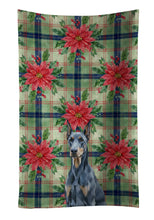 Load image into Gallery viewer, Blue Doberman Pinscher Christmas PoinsettIas Kitchen Towel
