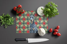 Load image into Gallery viewer, Blue Doberman Pinscher Christmas PoinsettIas Glass Cutting Board