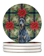 Load image into Gallery viewer, Blue Doberman Pinscher Christmas PoinsettIas Large Sandstone Coasters Pack of 4