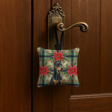 Load image into Gallery viewer, Doberman Pinscher Christmas PoinsettIas Hanging Square Fabric Ornament 3.5 x 3.5