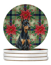 Load image into Gallery viewer, Doberman Pinscher Christmas PoinsettIas Large Sandstone Coasters Pack of 4