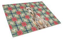 Load image into Gallery viewer, Fawn Doberman Pinscher Christmas PoinsettIas Glass Cutting Board