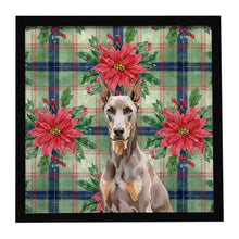Load image into Gallery viewer, Fawn Doberman Pinscher Christmas PoinsettIas Framed Metal Print