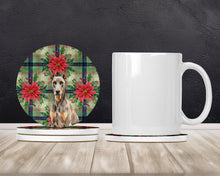 Load image into Gallery viewer, Fawn Doberman Pinscher Christmas PoinsettIas Large Sandstone Coasters Pack of 4