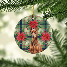 Load image into Gallery viewer, Red Doberman Pinscher Christmas PoinsettIas Ceramic Ornament