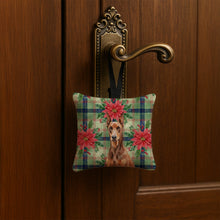 Load image into Gallery viewer, Red Doberman Pinscher Christmas PoinsettIas Hanging Square Fabric Ornament 3.5 x 3.5