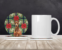 Load image into Gallery viewer, Red Doberman Pinscher Christmas PoinsettIas Large Sandstone Coasters Pack of 4