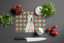 Load image into Gallery viewer, Dogo Argentino Christmas PoinsettIas Glass Cutting Board