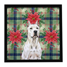 Load image into Gallery viewer, Dogo Argentino Christmas PoinsettIas Framed Metal Print