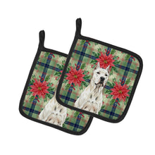Load image into Gallery viewer, Dogo Argentino Christmas PoinsettIas Pair of Pot Holders