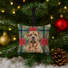 Load image into Gallery viewer, Dogue de Bordeaux Christmas PoinsettIas Hanging Square Fabric Ornament 3.5 x 3.5