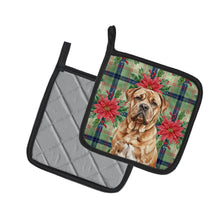 Load image into Gallery viewer, Dogue de Bordeaux Christmas PoinsettIas Pair of Pot Holders