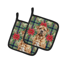 Load image into Gallery viewer, Dogue de Bordeaux Christmas PoinsettIas Pair of Pot Holders