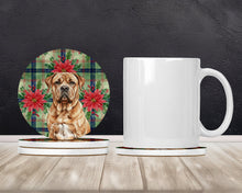 Load image into Gallery viewer, Dogue de Bordeaux Christmas PoinsettIas Large Sandstone Coasters Pack of 4